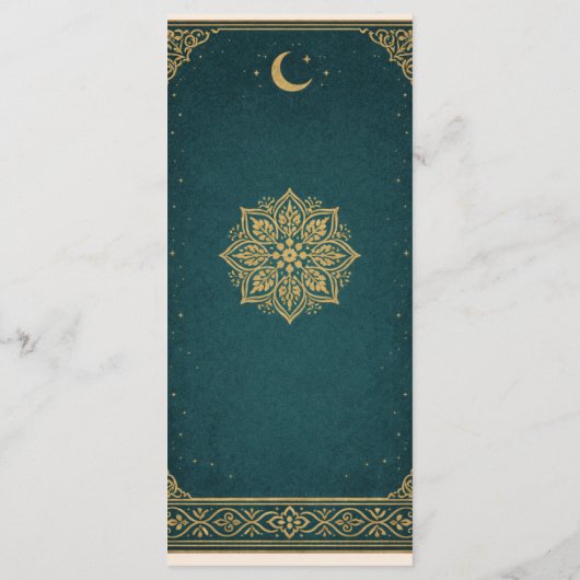 Elegant Emerald & Gold Ornate Arch Wedding Menu メニュー (裏面)