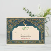 Elegant Emerald & Gold Ornate Arch Wedding RSVP (スタンド正面)