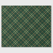 Elegant Emerald Gold Plaid Christmas ラッピングペーパー (フラット)