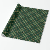 Elegant Emerald Gold Plaid Christmas ラッピングペーパー (アンロールド)