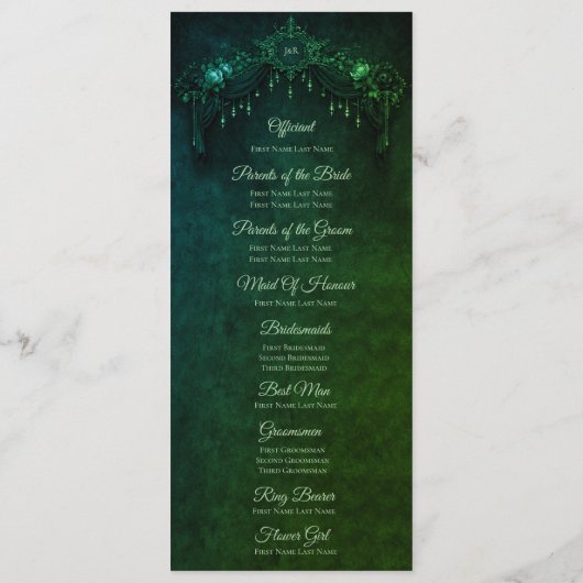 Elegant emerald Gothic Halloween Wedding Program メニュー (裏面)