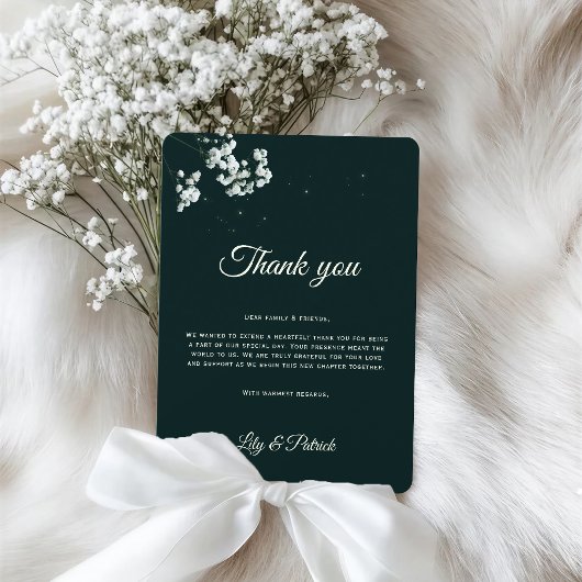 Elegant Emerald Green baby's breath  サンキューカード