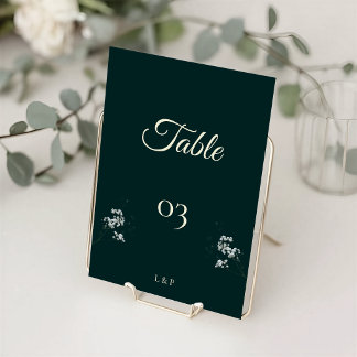 Elegant Emerald Green baby's breath Wedding テーブルナンバー