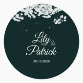 Elegant Emerald Green baby's breath Wedding ラウンドシール