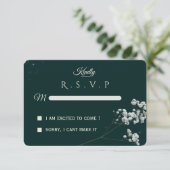 Elegant Emerald Green baby's breath Wedding 出欠カード (スタンド正面)