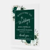Elegant Emerald Green Boho Roses Wedding Welcome アクリルサイン (傾斜)