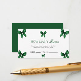 Elegant Emerald Green Bow Guess How Many Bows Game エンクロージャーカード