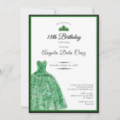 Elegant emerald green dress 18th birthday debut 招待状 (正面)
