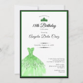 Elegant emerald green dress 18th birthday debut 招待状 (正面)