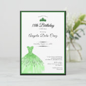 Elegant emerald green dress 18th birthday debut 招待状 (スタンド正面)