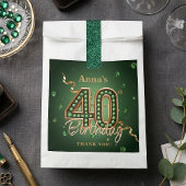 Elegant Emerald Green Gold 40th Birthday Gemstone フェイバーバッグ