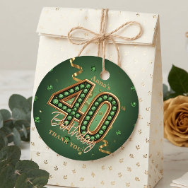 Elegant Emerald Green Gold 40th Birthday Luxury フェイバータグ