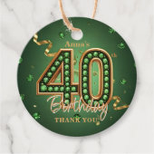 Elegant Emerald Green Gold 40th Birthday Luxury フェイバータグ (正面)