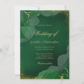 Elegant Emerald Green Gold Marble Wedding 招待状 (正面)