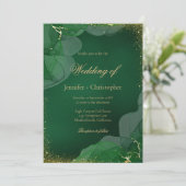 Elegant Emerald Green Gold Marble Wedding 招待状 (スタンド正面)