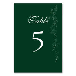 Elegant Emerald Green leaf Table Number Card テーブルナンバー