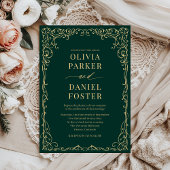 Elegant Emerald Green Minimalist Wedding 招待状