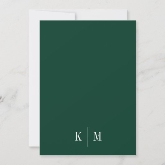 Elegant Emerald Green Monogram Wedding  招待状 (裏面)