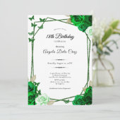 Elegant Emerald Green Rose 18th Birthday Debut  招待状 (スタンド正面)