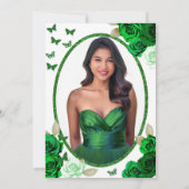 Elegant Emerald Green Rose 18th Birthday Debut  招待状 (裏面)