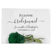 Elegant Emerald Green Rose Posh Bridesmaid Wedding ラージペーパーバッグ (裏面)