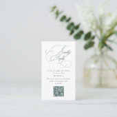 Elegant Emerald Green Wedding QR Code Please Reply 名刺 (スタンド正面)