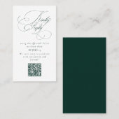 Elegant Emerald Green Wedding QR Code Please Reply 名刺 (正面/裏面)