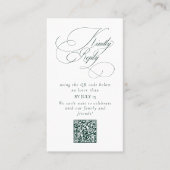 Elegant Emerald Green Wedding QR Code Please Reply 名刺 (正面)