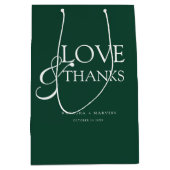 Elegant Emerald Green Wedding Thank You ミディアムペーパーバッグ (正面)