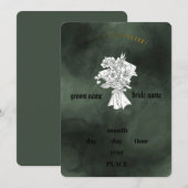Elegant Emerald Green & White Floral Wedding Invit 招待状 (正面/裏面)