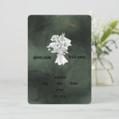 Elegant Emerald Green & White Floral Wedding Invit 招待状 (スタンド正面)