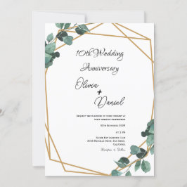 Elegant Emerald Leaf Wedding Anniversary  招待状