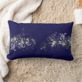 Elegant Enchantment Silver and Blue Lumbar Pillow ランバークッション (ブランケット)