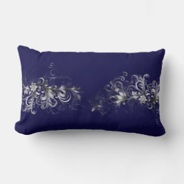 Elegant Enchantment Silver and Blue Lumbar Pillow ランバークッション