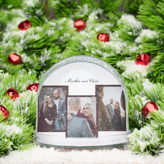 Elegant Engaged Married Script 3 Photo Collage Red (クリスマス)