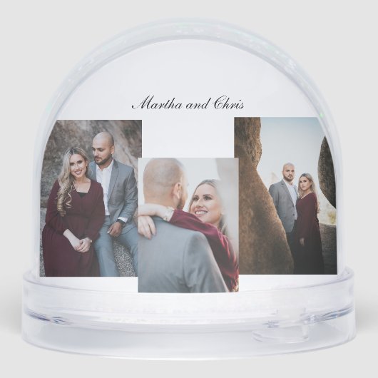 Elegant Engaged Married Script 3 Photo Collage Red (裏面)