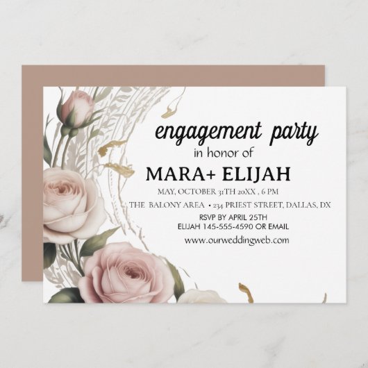 Elegant engagement  party 招待状 (正面/裏面)