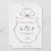 Elegant engagement party invitation with a bow  招待状 (正面)