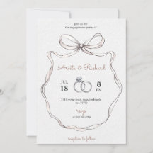Elegant engagement party invitation with a bow 