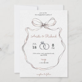 Elegant engagement party invitation with a bow  招待状