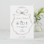 Elegant engagement party invitation with a bow  招待状 (スタンド正面)