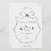 Elegant engagement party invitation with a bow  招待状 (正面/裏面)