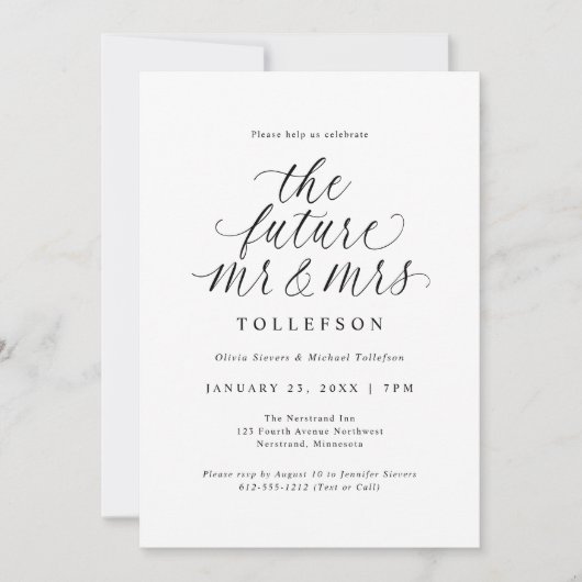 Elegant Engagement Party The Future Mr & Mrs 招待状 (正面)