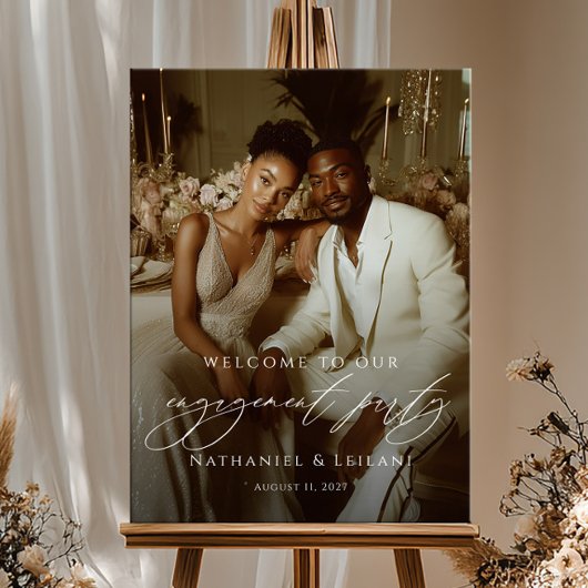 Elegant engagement party welcome photo ポスター
