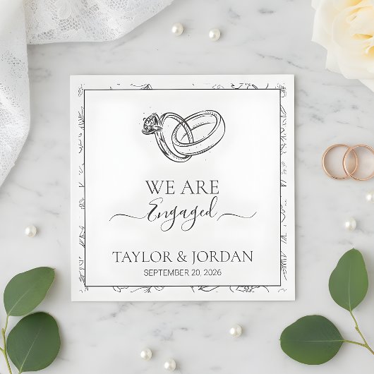 Elegant Engagement Ring We Are Engaged Custom  スタンダードカクテルナプキン