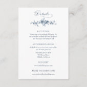 Elegant Engraved French Blue Floral エンクロージャーカード (正面)
