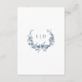 Elegant Engraved French Blue Floral エンクロージャーカード (裏面)