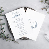 Elegant Engraved French Blue Floral エンクロージャーカード
