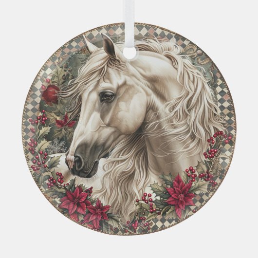 Elegant Equestrian Christmas  ガラスオーナメント (正面)