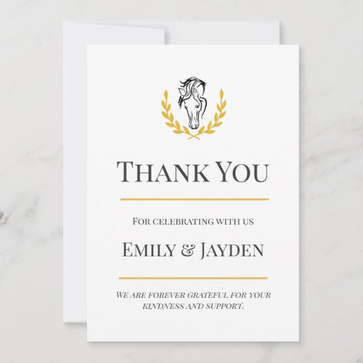 Elegant Equestrian Flat Thank You Card サンキューカード (正面)